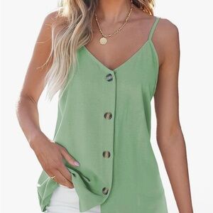 Sage Green Button up, spaghetti strap Tank top